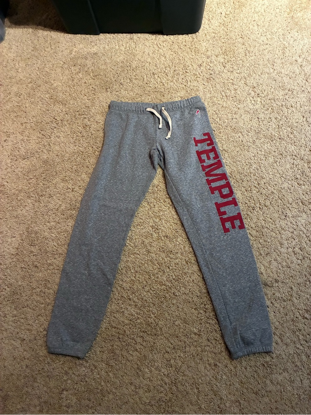 Temple University Owls Grey Sweatpants with Red Lettering Size Small